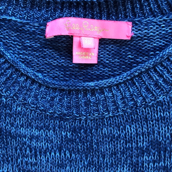 Lilly Pulitzer Vibrant Blue Long Sleeve Crew Neck Cotton Sweater Size XL - Picture 6 of 8